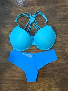 NWOT PINK Victoria's Secret Strappy Wear Eveywhere Bra & Thong Set